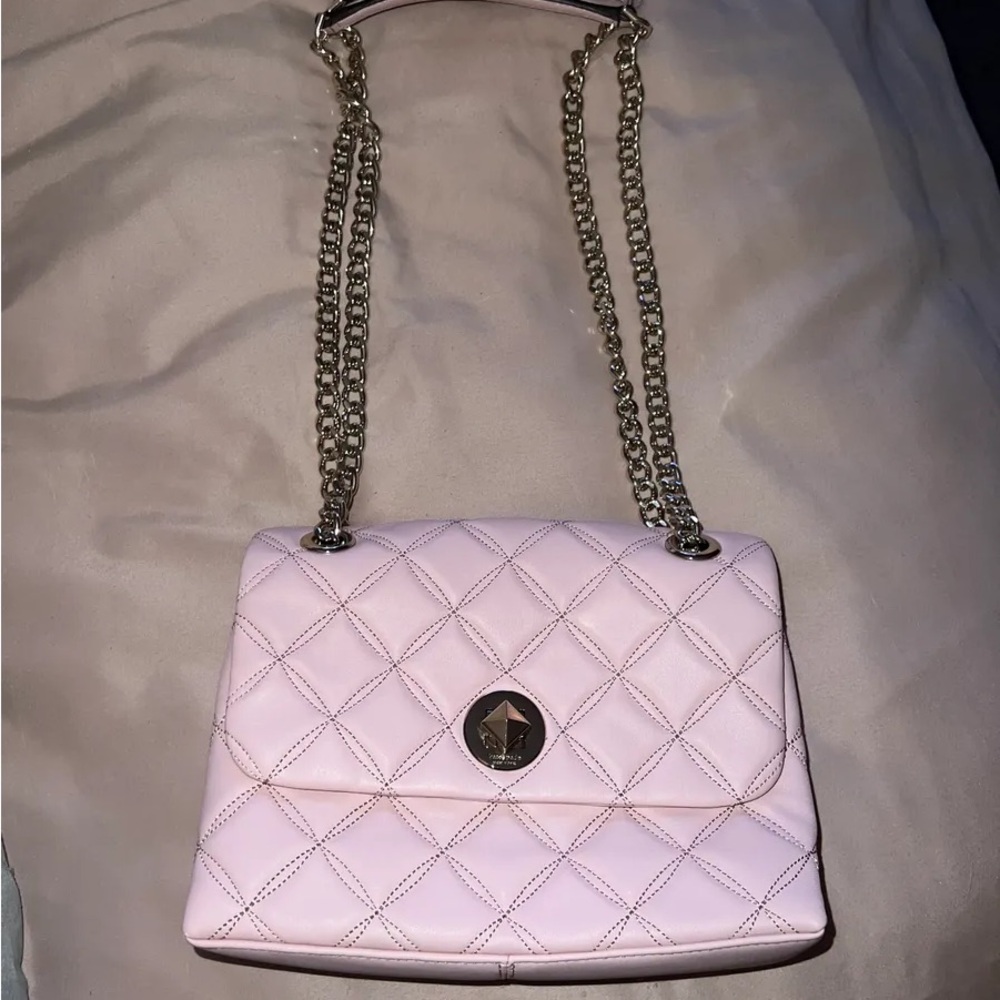 Kate Spade Pink Quilted Crossbody Bag with Chain Strap